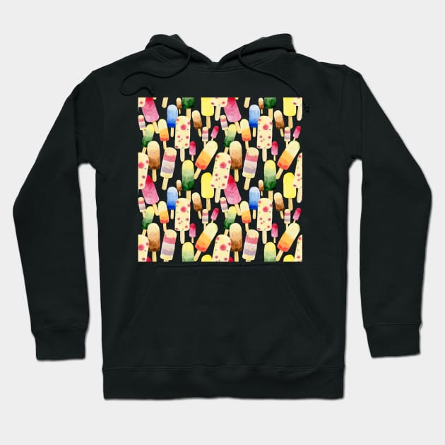 Ice Cream Colorful Watercolor Pattern Hoodie by in_pictures